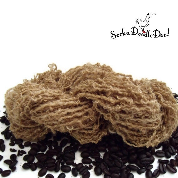 Hand Spun Natural Hand Dyed Bouclé Wool & Llama - Café au lait