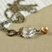 Vintage Repurposed Brass Necklace, Chandelier Crystal, Pearl