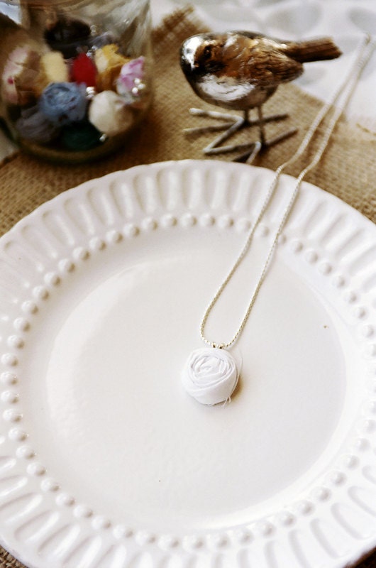 Maddux - white petite rosette necklace