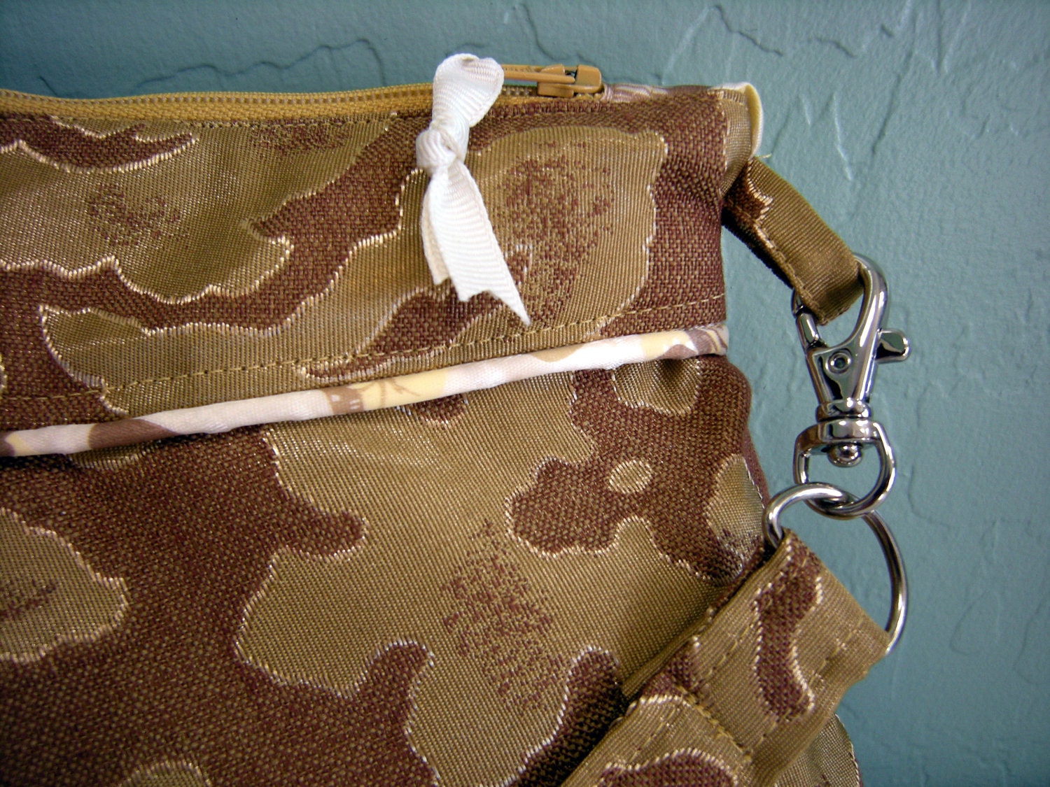 Jackie Handbag converts to Clutch or Wristlet in Golden Floral with Cream Accents