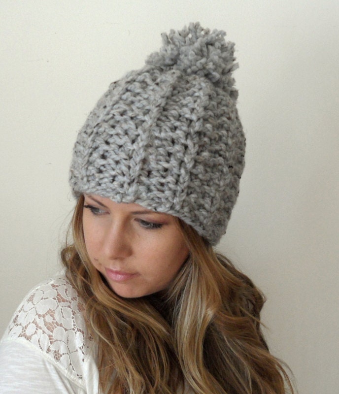 old skool ski hat in flecked stone