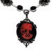 SteamGoth Jewelry - Necklace - Red and Black Skeleton Lolita portrait Cameo
