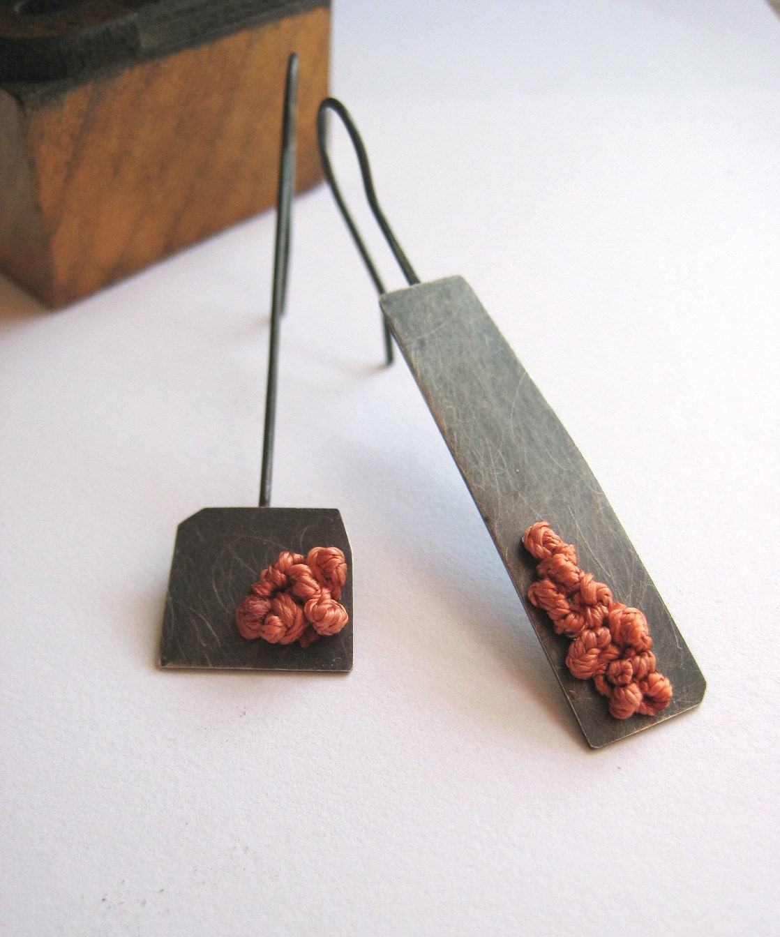 Asymmetrical Rust Earrings