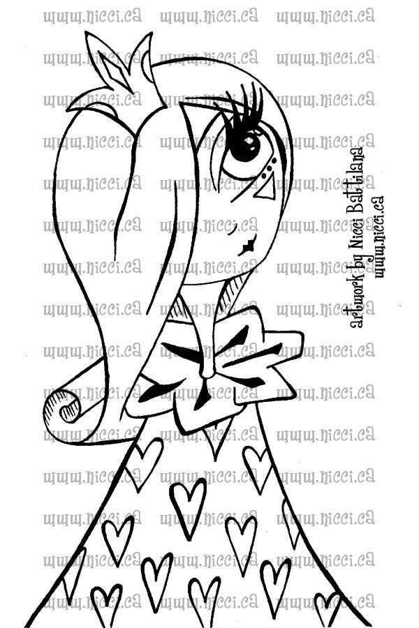 Queen of Hearts (Big Eye Art) digital stamp