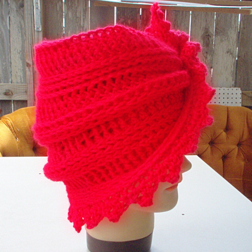Womens Crochet Hat - Red Cloche Hat - Haute Couture Hat - Acrylic Yarn - Winter Fashion - Winter Accessories - Red Fashion Spring Fashion