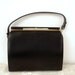 Vintage TUERKES Black Genuine Leather Handbag - Box Frame - Single Strap - SIGNED - 1970 - Very Attractive
