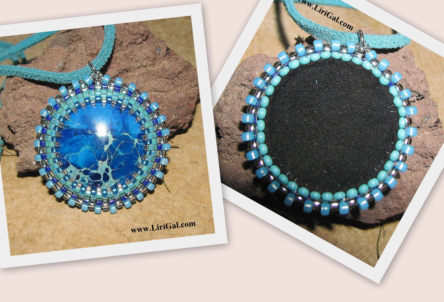 Blue African Turquoise beaded  pendant
