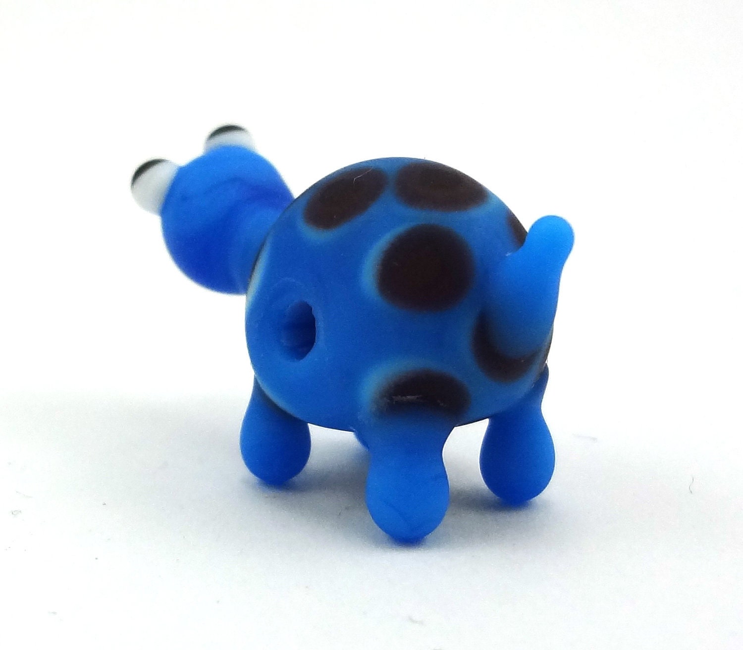 Blue and Purple Turtle Lampworked Glass Bead Figurine