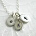 Mothers necklace - THREE oval initial charms - Hand Stamped jewelry - Personalized necklace