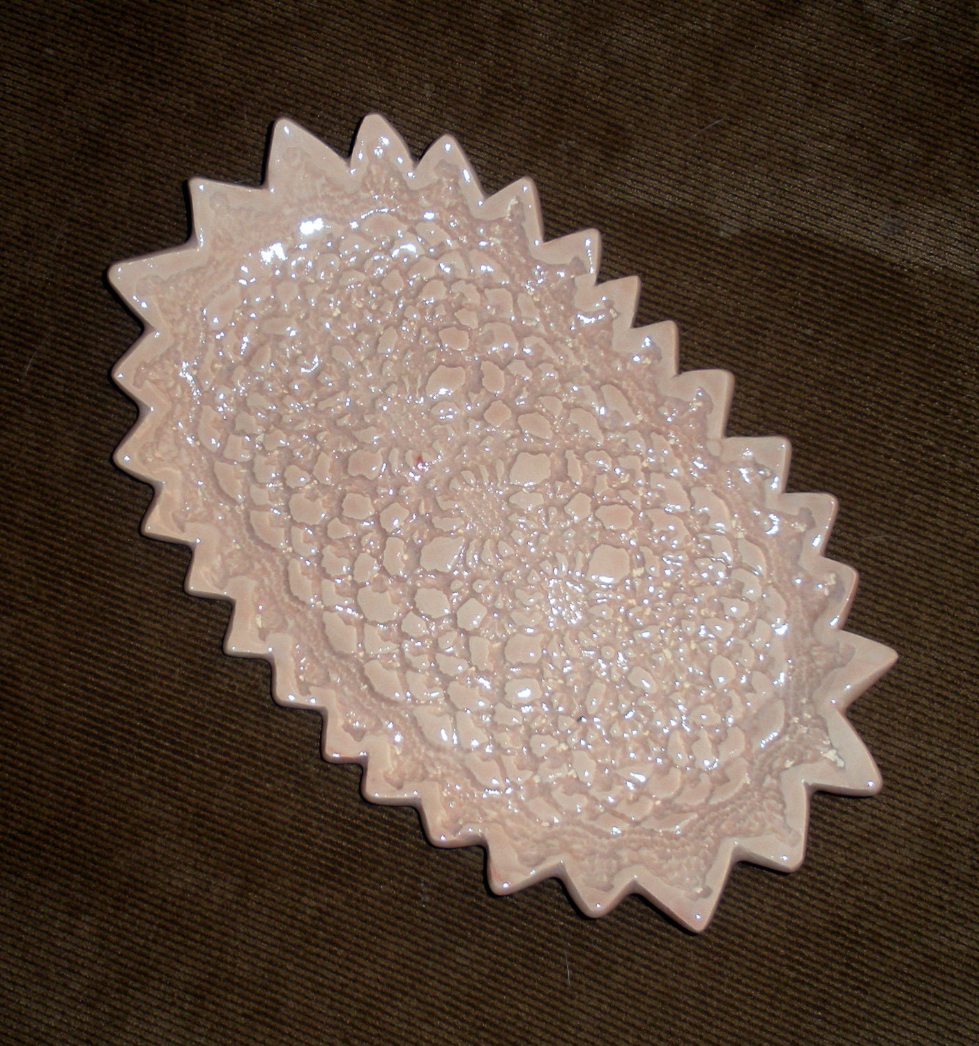 Large Pale Peach Oval Stoneware Serving Platter