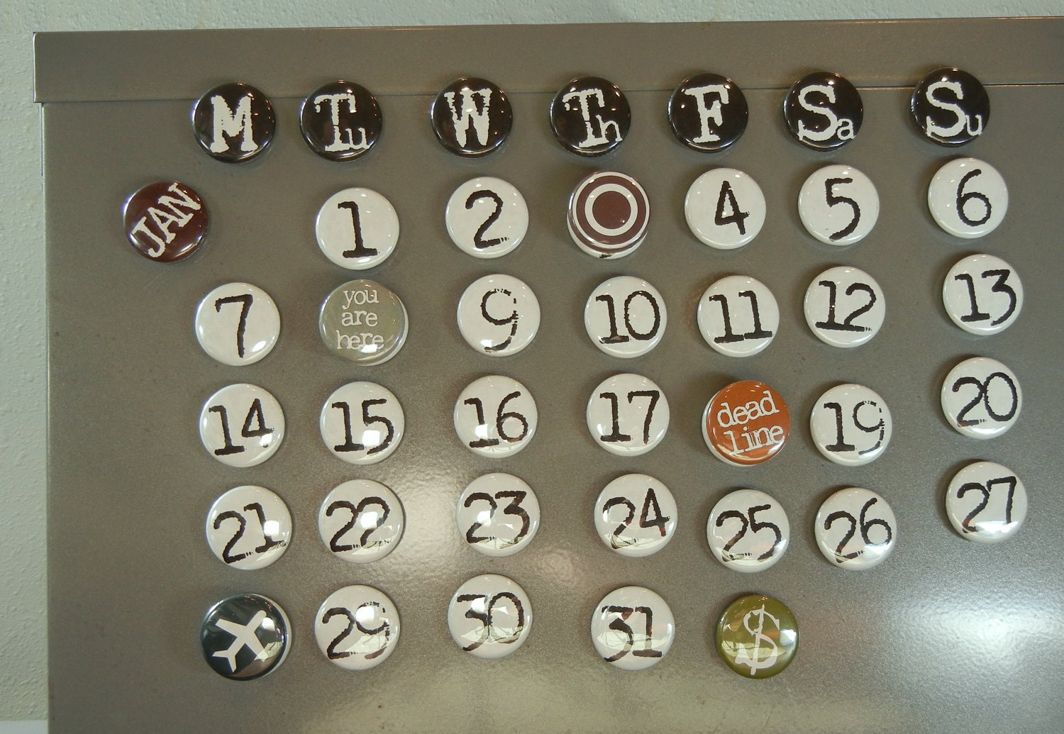 perpetual calendar -- custom made -- one inch magnets