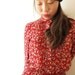 Red vintage dress, white rose pattern, xs - s, Japanese