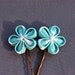 Turquoise Blue Kanzashi Style Bobby Pin Set