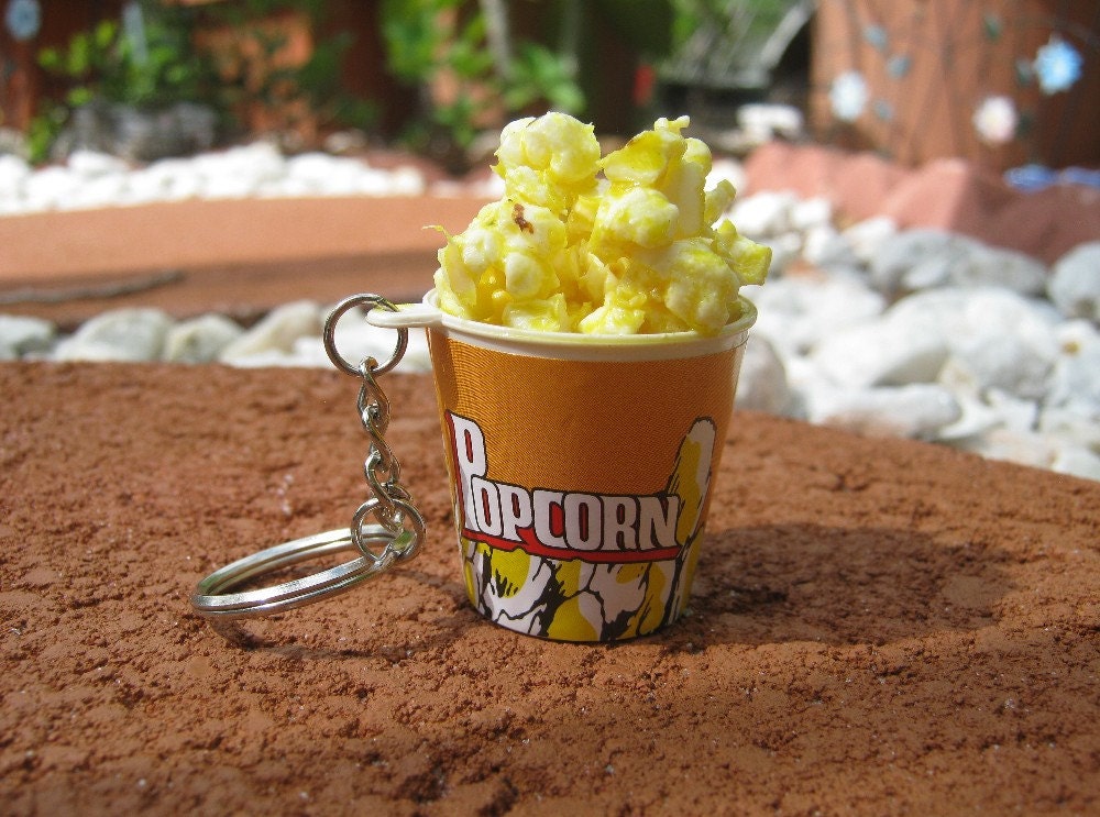 SALE Bucket of Freshly Popped Popcorn Keychain by PinkFrog4U SALE Bucket of Freshly Popped Popcorn Keychain by PinkFrog4U