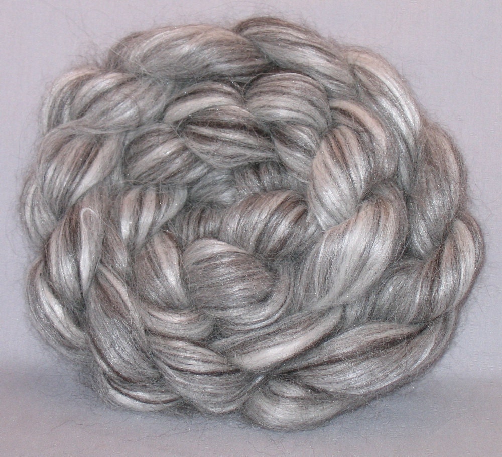 70 Percent Silver Alpaca and 30 Percent Silk Undyed Top