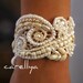 Beaded Pearls Bracelet  Vintage Lace Beaded Cuff -  Hand Embroidered  - DAFNA