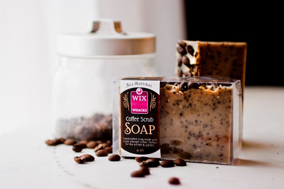 Natural Soap Coffee Scrub Kitchen Garden 4 oz Bar - Vegan Friendly