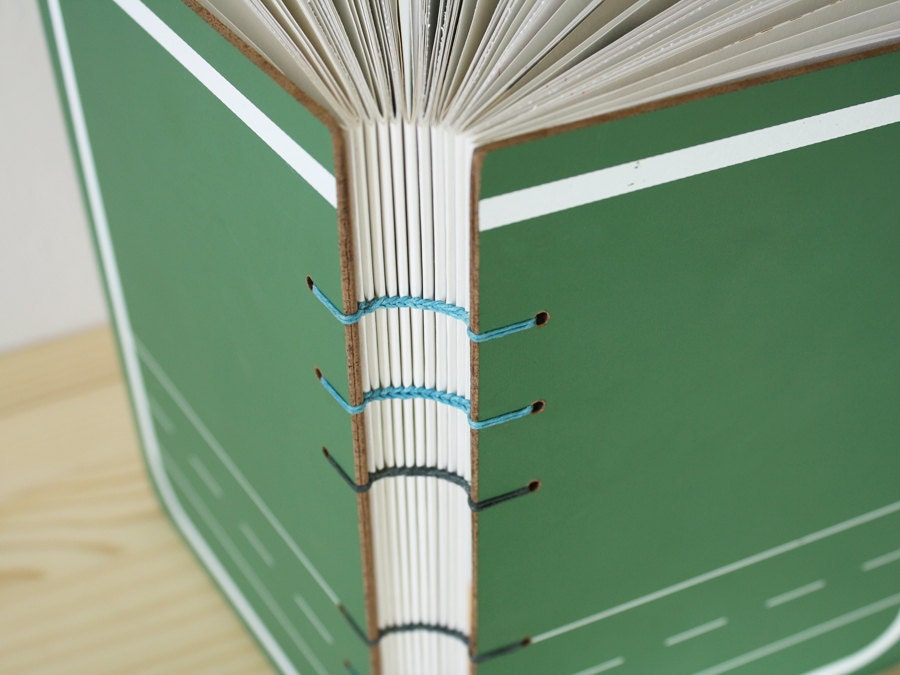 Chalkboard Book - Blank Sketchbook / Journal - blue thread