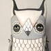 White Owl-- Contemporary Folk Art Doll Sculpture-- Hand Painted Original