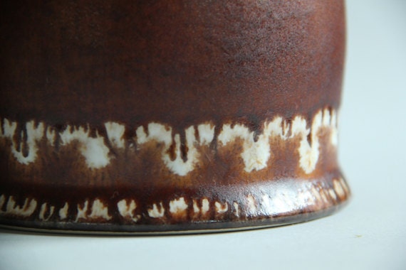 Vintage Ceramic Vase West German Jopeko 1950s Brown & White Drip Glaze Jug Pitcher