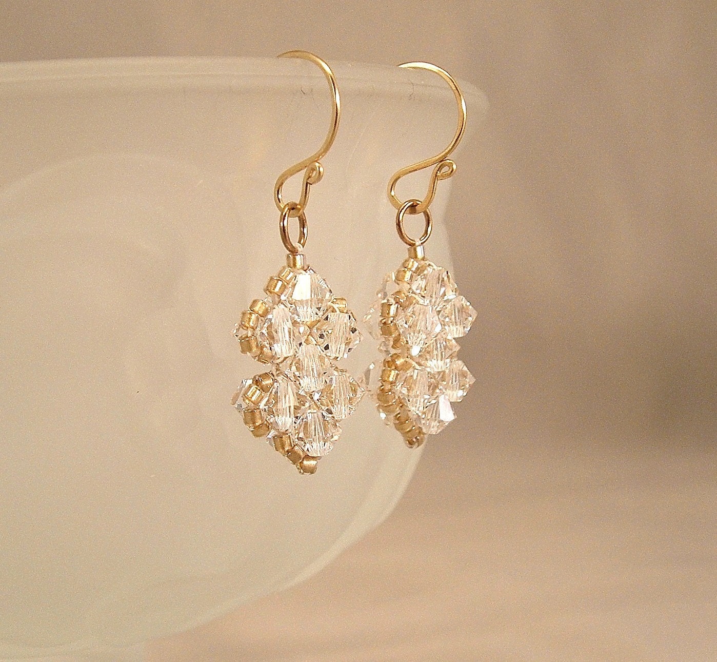 Clear Crystal Wedding Tennis Bracelet and Earring Set by Handwired