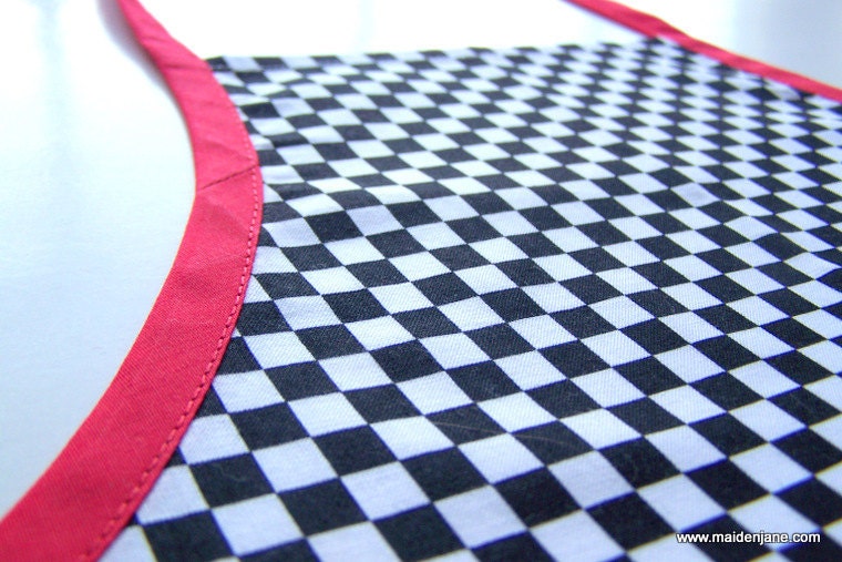 Apron - Child - Black and White Checkerboard - Racer Style - Boy