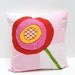 poppy pillow cover in pink with red, pink and yellow poppy