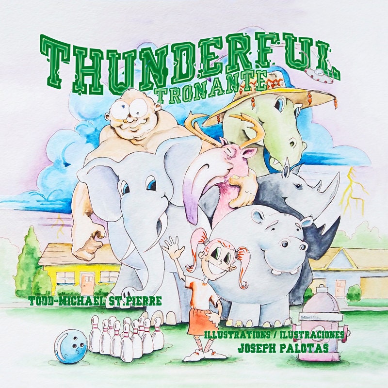 Original Watercolor Painting Page 12 13  from Children's Book Thunderful A rock-n-roll band that's WAY too noisy