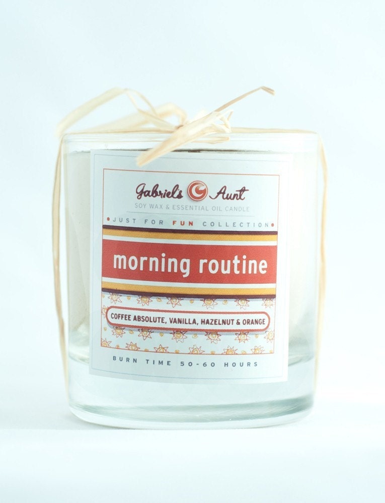 Morning Routine Delicious Coffee Vanilla and Orange 60 hour 8oz. candle Non Toxic Eco Friendly Natural