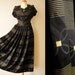 24h-Sale 30% off 1950s vintage black yellow EVENING cocktail party DRESS taffeta wide skirt sweetheart neckline size S-M