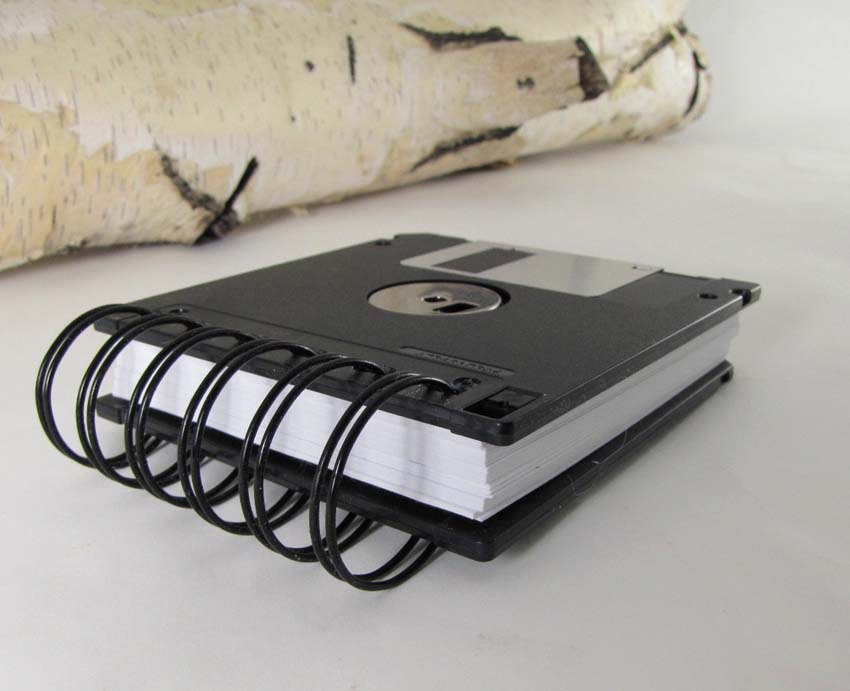 Jumbo Black Computer Floppy Disk Notebook Recycled Geek Gear Blank Mini 125 sheets