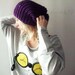Hand Knit Purple Slouchy Women Hat Beanie
