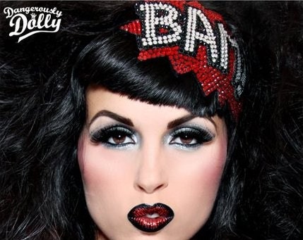 BAM Rhinestone Fascinator, Comic Fascinator, Red and Crystal, As seen in Curve Magazine