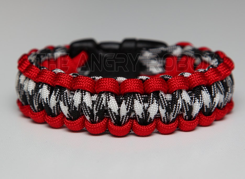 550 Paracord Survival Bracelet  - Red and Black Combo