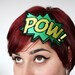 POW Cartoon Headband, Comic Inspired, Green and Yellow