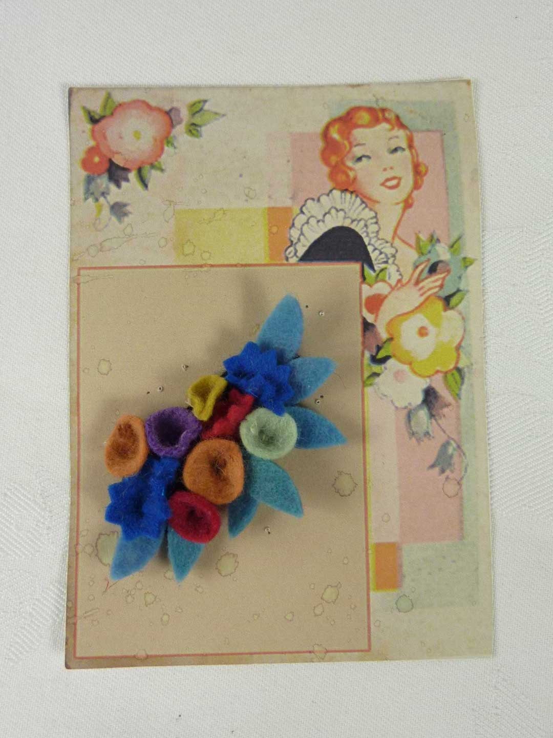 Vintage 1940s Felt Corsage  Brooch from Vintage Felt  made from Original 1940s Patterns