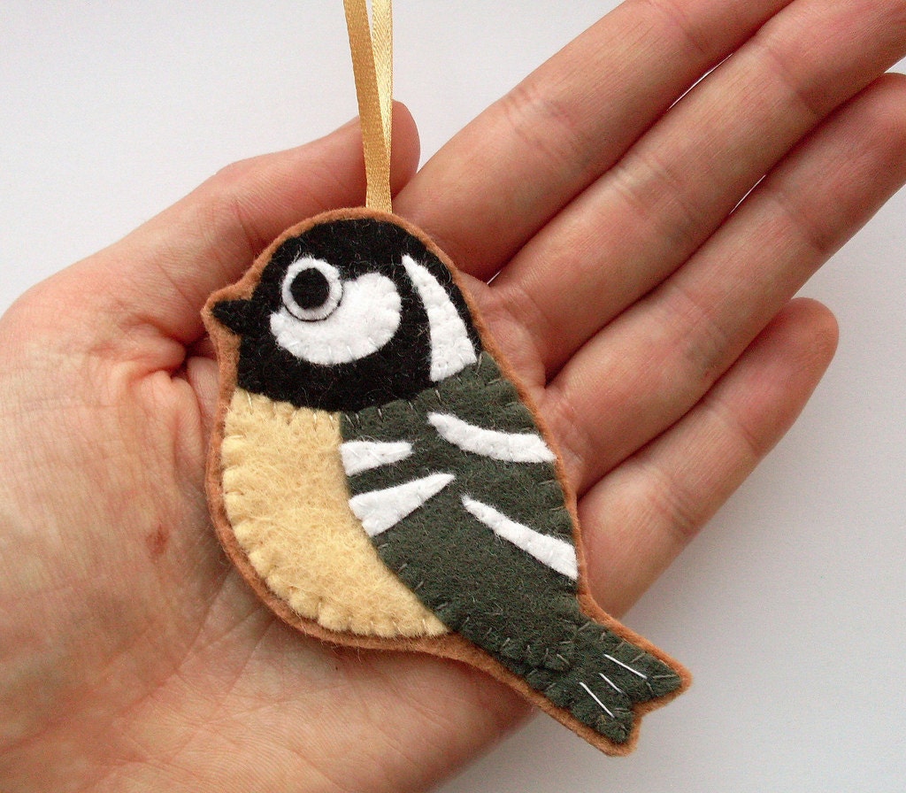 Coal tit, felt bird ornament