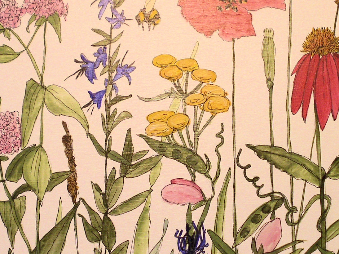 Painted Furniture Farmhouse Wood Tray with Wildflowers on White Background