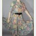 Vintage 80s Shirtwaist Dress / Watercolor Roses / Full Skirt / M L