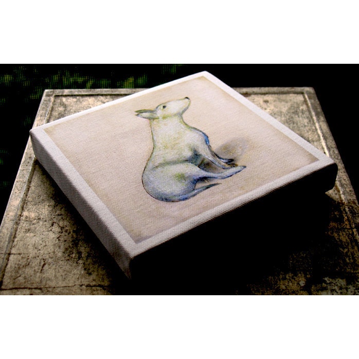 Sage Green Sofa Chair on 5x5 Canvas Print Block -  Pale Green - Furniture Still Life -  Portrait - Wall Art - Home Decor