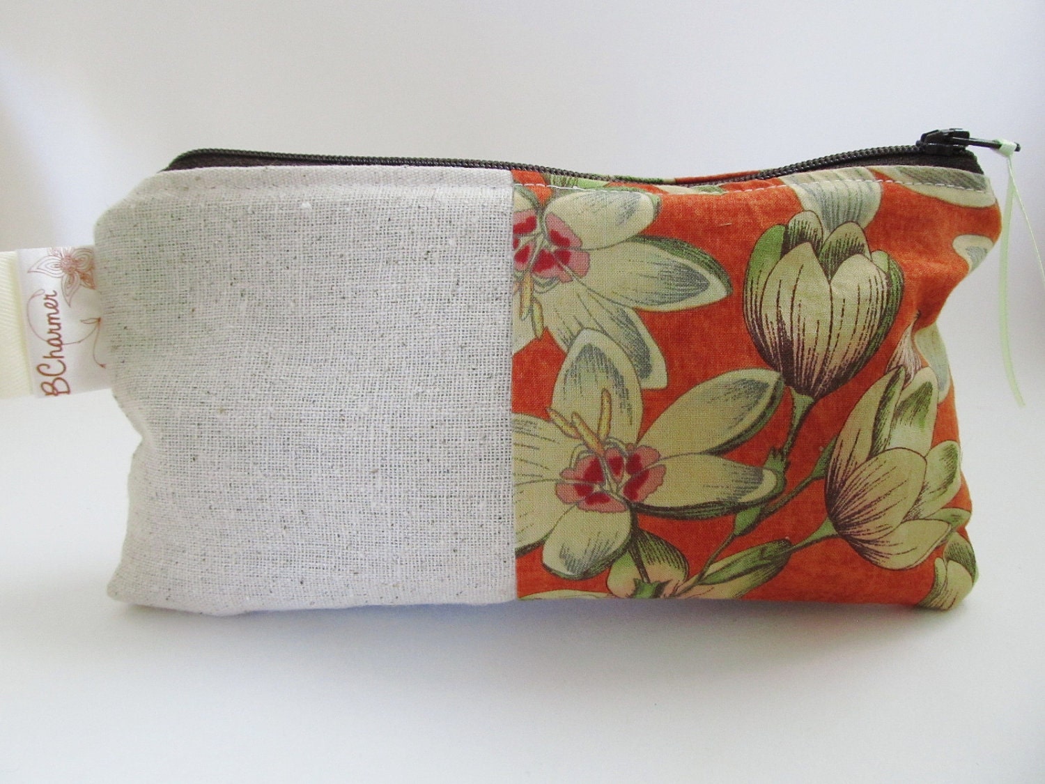 Handmade Zippered Pencil Cosmetics Case - Spice Orchid