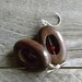 Chunky Oval Wood and Sterling Silver Earrings, Carnelian Round, orange, brown