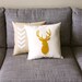 Mustard & Natural Decorative Deer Pillow Cushion - Deer Head Buck 14X14 - yellow and beige
