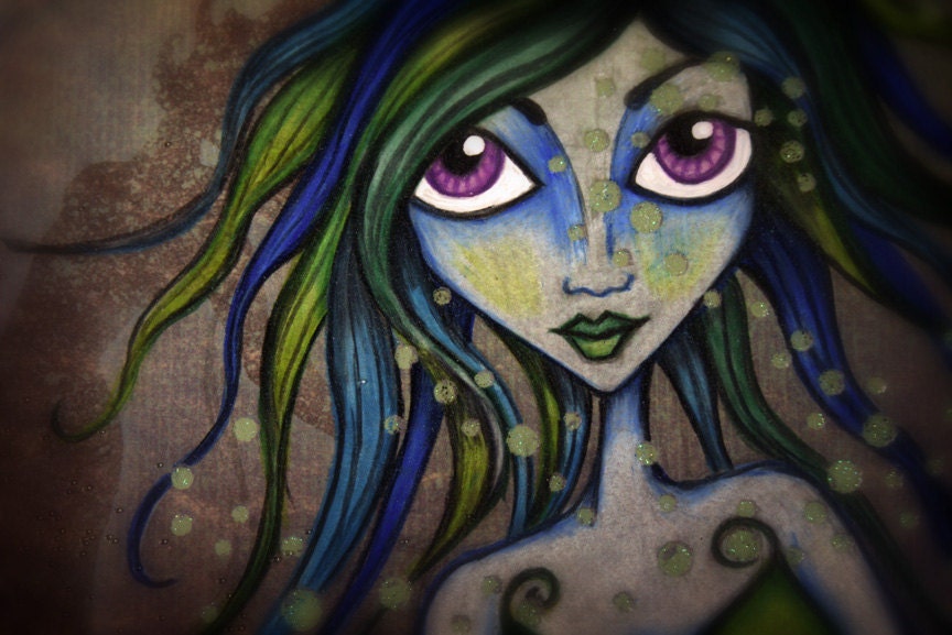 Special of the Day - The Green Mermaid - Mixed Media Wooden Cigar box
