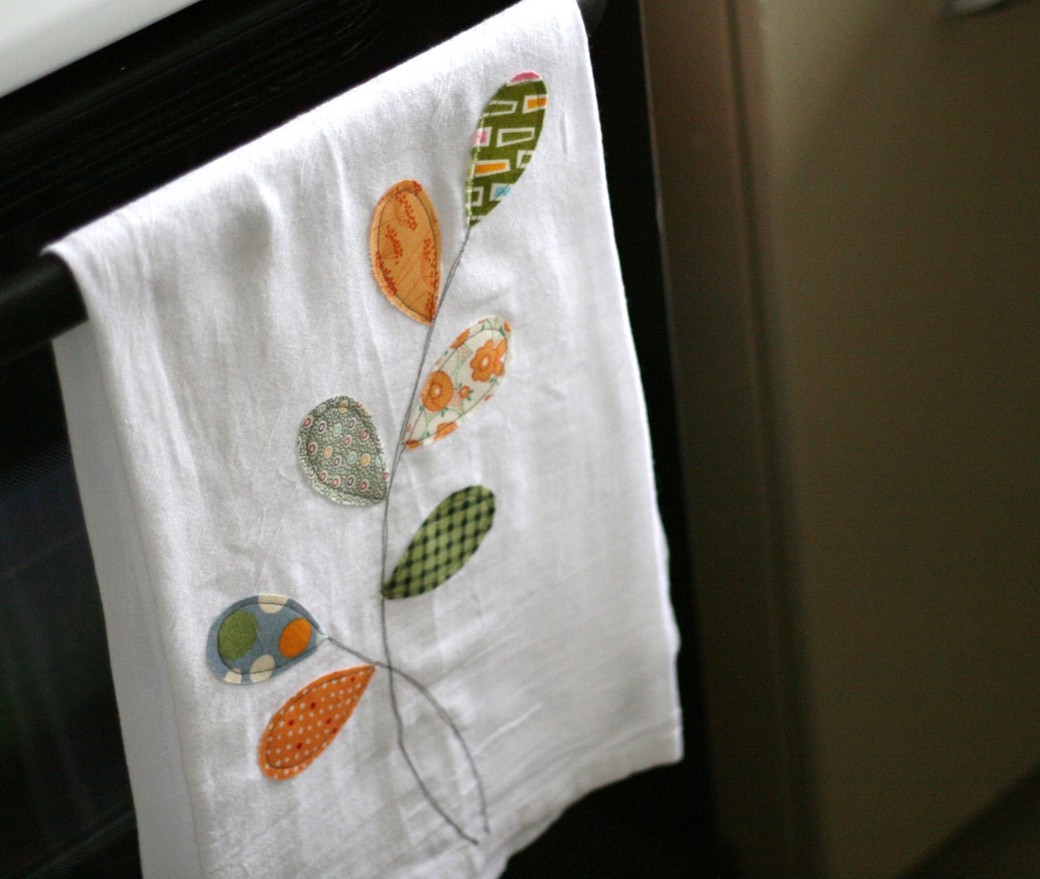 flour sack towel- lime & orange