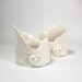 Lacy tea light holder wedding Mothers day votive white porcelain ceramic heart shaped button uk seller