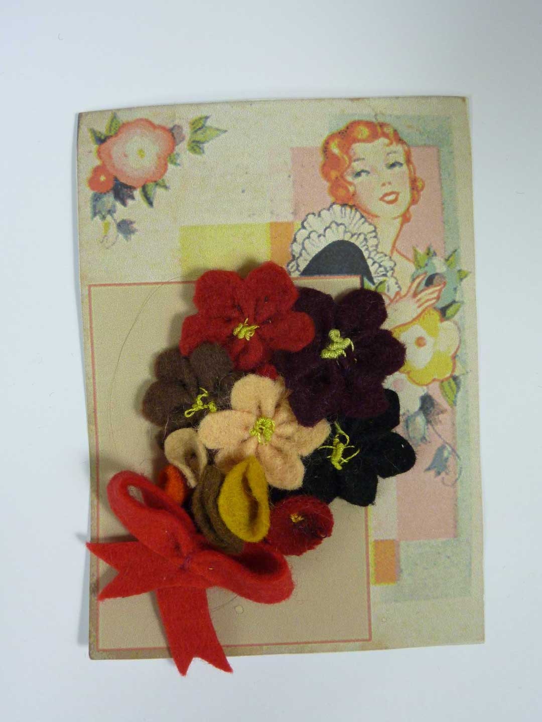 Vintage 1940s Felt Corsage  Brooch from Vintage Felt  made from Original 1940s Patterns