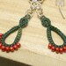 Tatted lace earrings in red and green -DRIPs