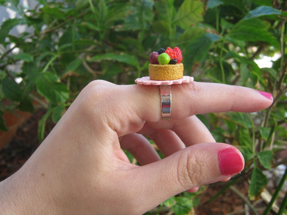 SALE Yummy Fruit Tart with Fresh Orange Strawberries by PinkFrog4U from etsy.com