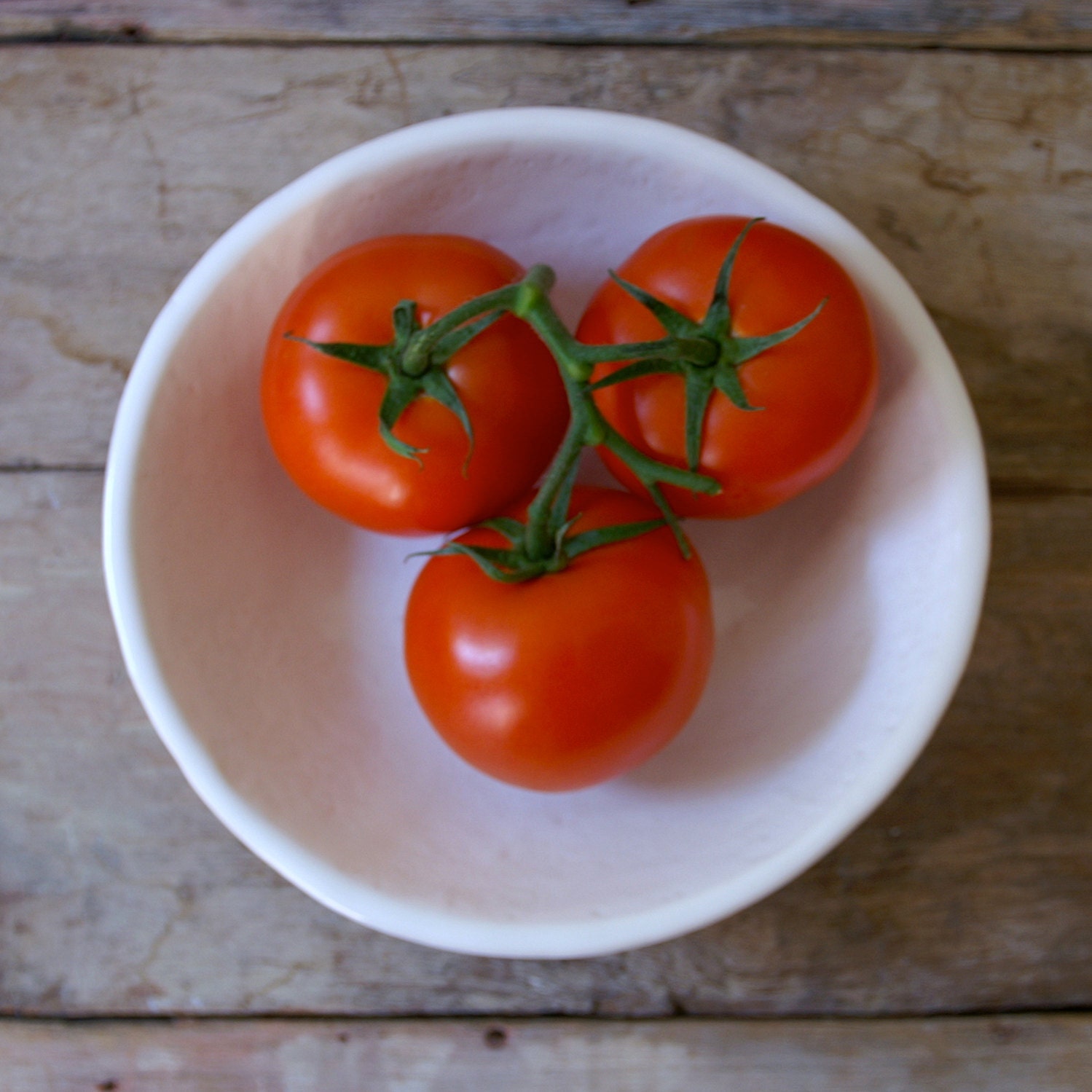 White Bolillo Bowl - large handmade bowl - Wobbly Plates Series